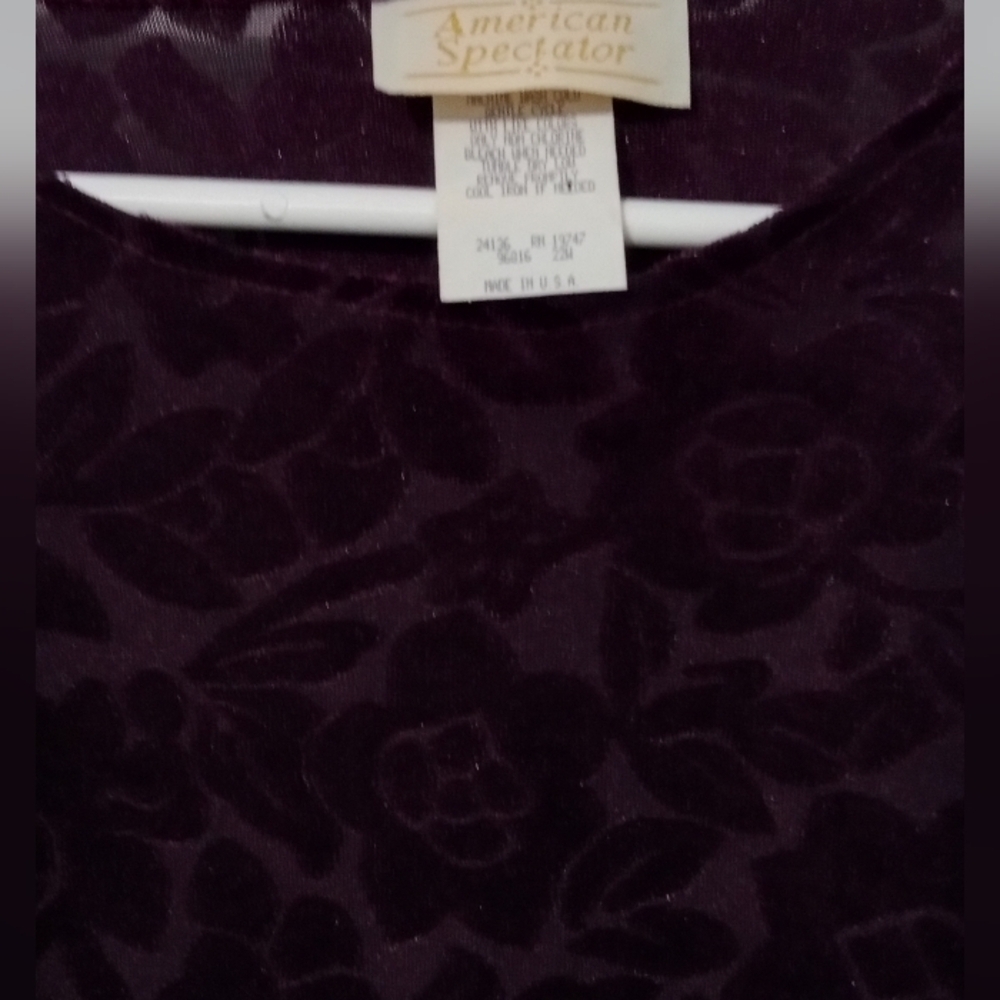 Luxurious Velvet Floral Top in Deep Purple - Picture 2 of 5
